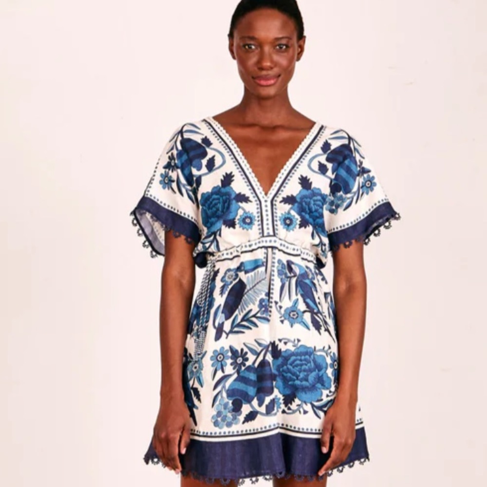 Farm Rio Tropical Tiles Mini Dress XS